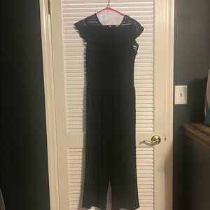 MICHAEL Michael Kors Jumpsuit Ruffle Cap Sleeves Crochet Lace Black XS